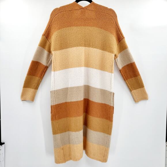 Freshman 1996 Orange Beige White Pumpkin Spice Cable Knit Long Cardigan Size M - Picture 2 of 7